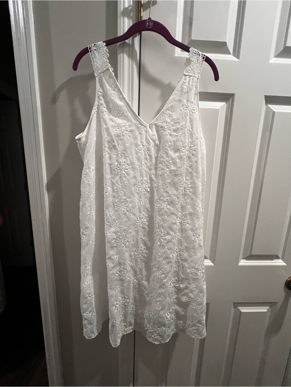 White Eyelet Lace V-Neck Sundress